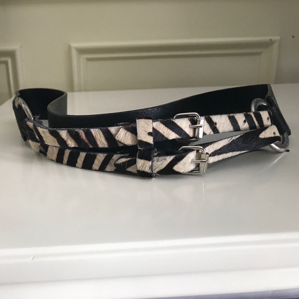 Leather/Calf Hair Belt M
